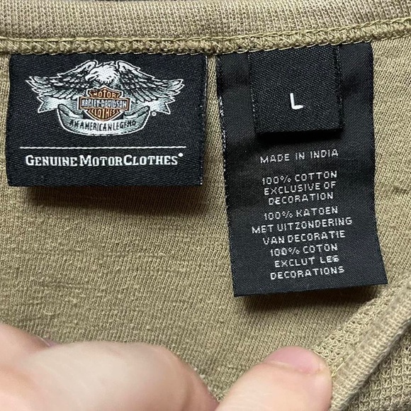 Harley Davidson long sleeve Henley style thermal biker motorcycle under shirt - Picture 5 of 8